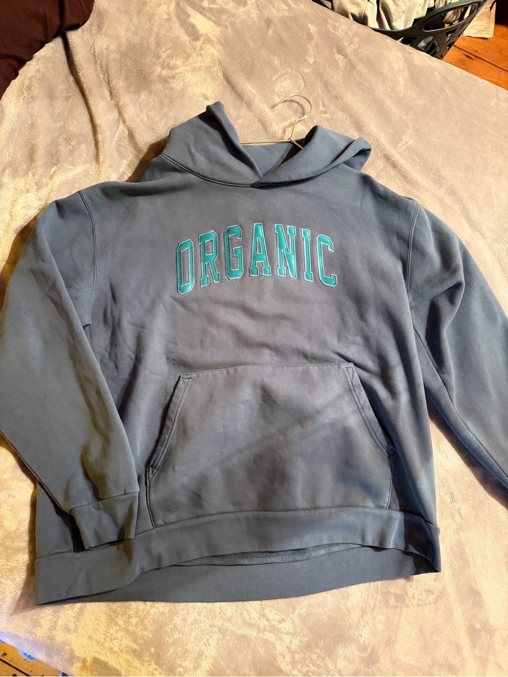 Organic Appliqué Pullover Hoodie - Blue